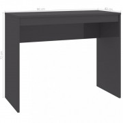 vidaXL Psací stůl šedý s vysokým leskem 90 x 40 x 72 cm dřevotříska