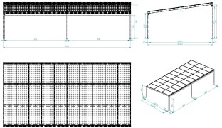 Hliníkový solární přístřešek NEAPOL 1080x548 cm 10,5kWp