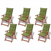 vidaXL Polstry na zahradní židle 6 ks 117x49 cm zelené