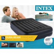 Intex Vysoká nafukovací matrace a polštář PVC 152x203x42cm černá 64124