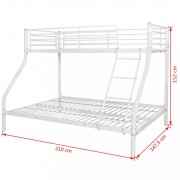 vidaXL Rám dětské poschoďové postele bílý kov 140 x 200 / 90 x 200 cm