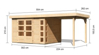 Dřevěný zahradní domek KERKO 5 s přístavkem 240 Dekorhome