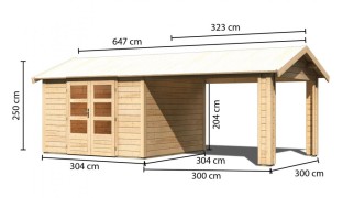 Dřevěný zahradní domek THERES 7 s přístavkem Dekorhome