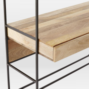 Psací stůl s knihovnou Gita 130x213x55 z masivu mango, Mango natural