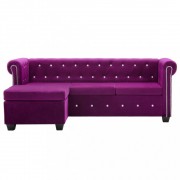 vidaXL Rohová pohovka Chesterfield samet 199 x 142 x 72 cm fialová