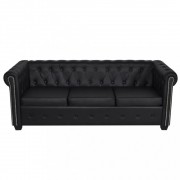 vidaXL Chesterfield pohovky dvojsedák a trojsedák umělá kůže černá