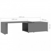 vidaXL Konferenční stolek šedý vysoký lesk 150x50x35 cm dřevotříska