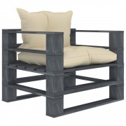 vidaXL 5dílná zahradní sedací souprava z palet + krémové podušky dřevo