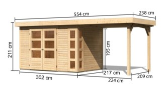 Dřevěný zahradní domek KERKO 4 s přístavkem 240 Dekorhome