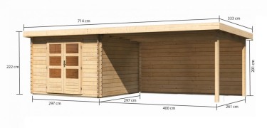 Dřevěný zahradní domek BASTRUP 5 s přístavkem Dekorhome