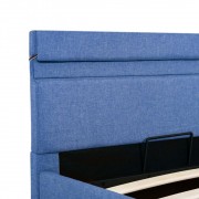 vidaXL Zvedací rám postele s LED světlem modrý textil 100 x 200 cm