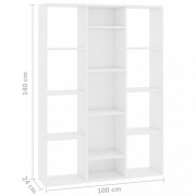 vidaXL Knihovna/dělící stěna bílá vysoký lesk 100x24x140cm dřevotříska