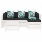 vidaXL 5dílná sedací souprava z palet s květovanými poduškami dřevo