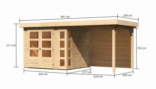 Dřevěný zahradní domek KERKO 3 s přístavkem 240 Dekorhome