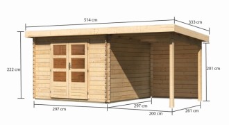 Dřevěný zahradní domek BASTRUP 5 s přístavkem Dekorhome