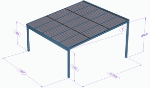 Hliníkový solární přístřešek NEAPOL 545x551 cm 5,25kWp