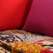 vidaXL 2místná rozkládací pohovka s textilním čalouněním patchwork