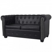 vidaXL Chesterfield pohovky dvojsedák a trojsedák umělá kůže černá