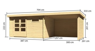 Dřevěný zahradní domek BASTRUP 8 s přístavkem Dekorhome
