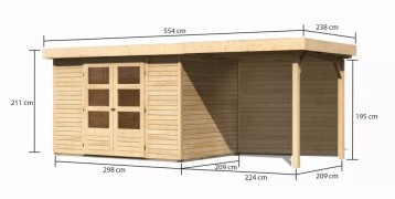 Dřevěný zahradní domek ASKOLA 4 s přístavkem 240 Dekorhome