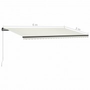 vidaXL Ručně zatahovací markýza 600 x 300 cm krémová