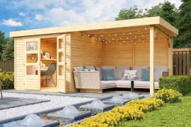 Dřevěný zahradní domek ASKOLA 3,5 s přístavkem 280 Dekorhome