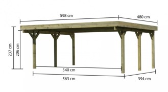 Dřevěný přístřešek / carport CLASSIC 1A Dekorhome