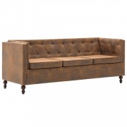 vidaXL Sedací souprava Chesterfield 3 ks textil hnědá semišový vzhled