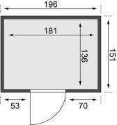 Interiérová finská sauna 196x151 cm s kamny 3,6 kW Dekorhome