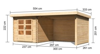 Dřevěný zahradní domek BASTRUP 4 s přístavkem Dekorhome