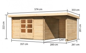 Dřevěný zahradní domek BASTRUP 7 s přístavkem Dekorhome