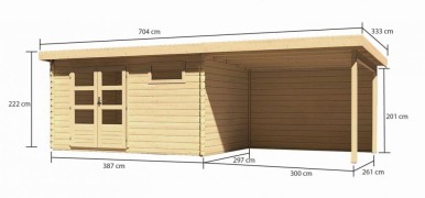 Dřevěný zahradní domek BASTRUP 8 s přístavkem Dekorhome