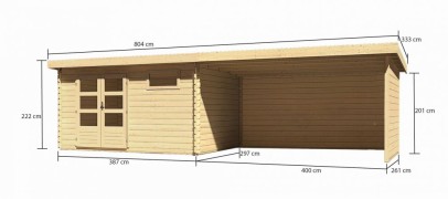 Dřevěný zahradní domek BASTRUP 8 s přístavkem Dekorhome