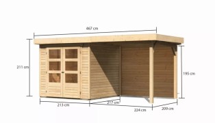 Dřevěný zahradní domek ASKOLA 2 s přístavkem 240 Dekorhome