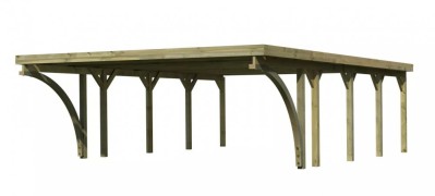 Dřevěný dvojitý přístřešek / carport CLASSIC 3C Dekorhome