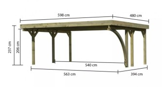 Dřevěný přístřešek / carport CLASSIC 1B Dekorhome