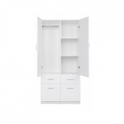 Šatní skříň SNOW TYP 3 bílá / bílý extra vysoký lesk