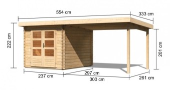 Dřevěný zahradní domek BASTRUP 4 s přístavkem Dekorhome