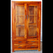 Vitrína Rami 100x180x45 z indického masivu palisandr Světle medová