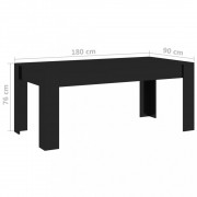 vidaXL Jídelní stůl černý s vysokým leskem 180 x 90 x 76 cm dřevotříska