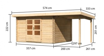 Dřevěný zahradní domek BASTRUP 7 s přístavkem Dekorhome