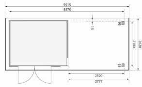 Dřevěný zahradní domek KERKO 5 s přístavkem 280 Dekorhome