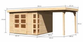 Dřevěný zahradní domek KERKO 6 s přístavkem 240 Dekorhome