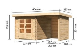 Dřevěný zahradní domek BASTRUP 4 s přístavkem Dekorhome