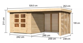 Dřevěný zahradní domek ASKOLA 3,5 s přístavkem Dekorhome