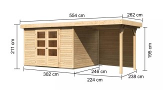 Dřevěný zahradní domek ASKOLA 5 s přístavkem 240 Dekorhome