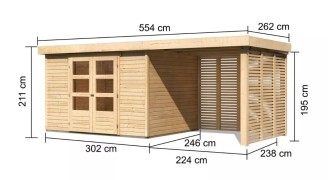 Dřevěný zahradní domek ASKOLA 5 s přístavkem Dekorhome