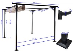 Pergola se stahovací střechou 3x3m WH5116 Dekorhome