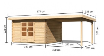Dřevěný zahradní domek BASTRUP 7 s přístavkem Dekorhome