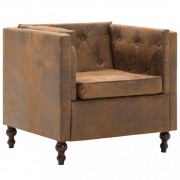 vidaXL Sedací souprava Chesterfield 3 ks textil hnědá semišový vzhled